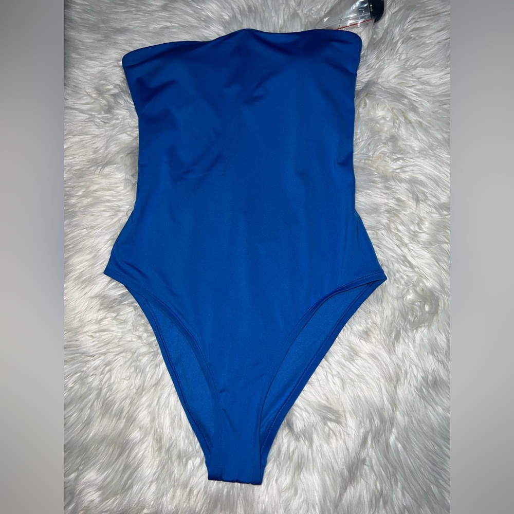 Nike PACIFIC BLUE Corset-Back Bandeau Swimsuit size Large
